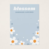 Erdbeerblüte Retro-staubige blaue Ohrring-Karte (Vorderseite)