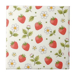 Erdbeerblüten-Sommer-Muster Fliese