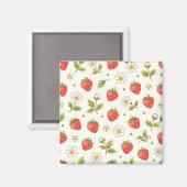 Erdbeerblüten-Sommer-Muster Magnet (Vorderseite/Rückseite)