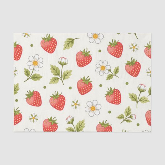 Erdbeerblüten-Sommer-Muster Seidenpapier (Vorderseite)