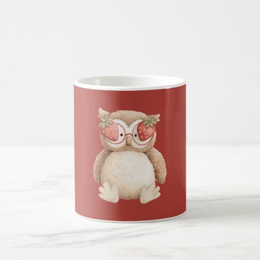 Erdbeerbrille Eule Kaffeetasse (Mittel)