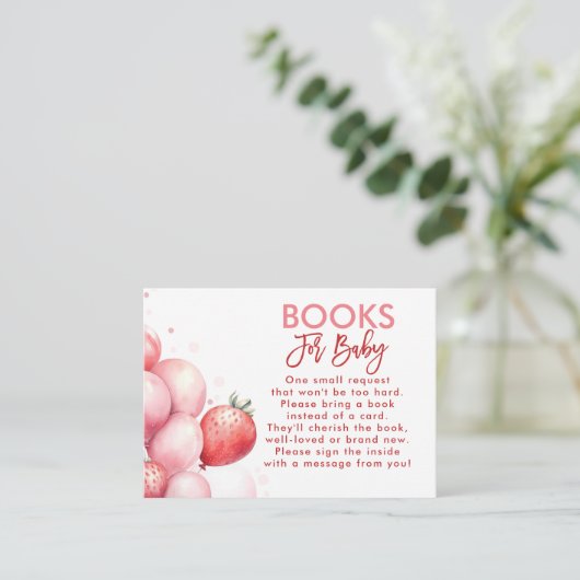 Erdbeerbücher für Babydusche Begleitkarte (Stehend Vorderseite)