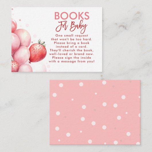 Erdbeerbücher für Babydusche Begleitkarte (Vorne/Hinten)