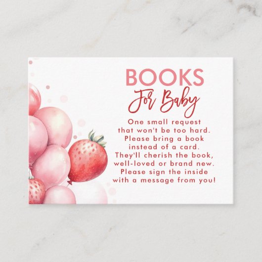 Erdbeerbücher für Babydusche Begleitkarte (Vorderseite)