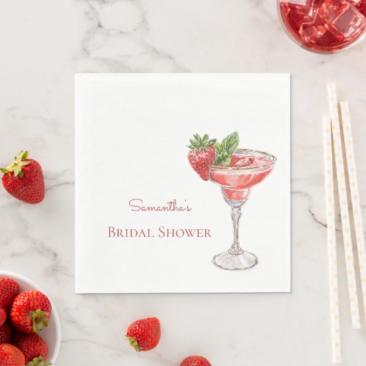 Erdbeercocktail-Getränke Brautparty Serviette (Beispiel)