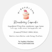 Erdbeercupcake-Wasserfarbe-Zutat Runder Aufkleber (Vorderseite)