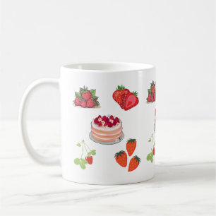 Erdbeerdelights – Süße Illustration von Beeren Kaffeetasse