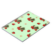 Erdbeerdesign auf einem modernen, grünen Notebook Notizblock (Linke Seite)