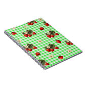 Erdbeerdesign auf grünem Gingham einfach Notizblock (Rechte Seite)