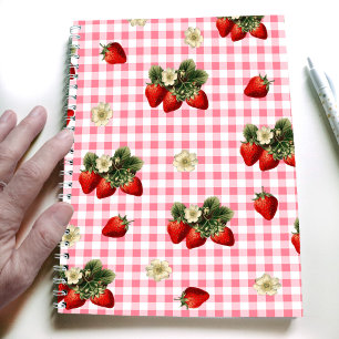 Erdbeerdesign auf rotem Gingham einfach Notizblock
