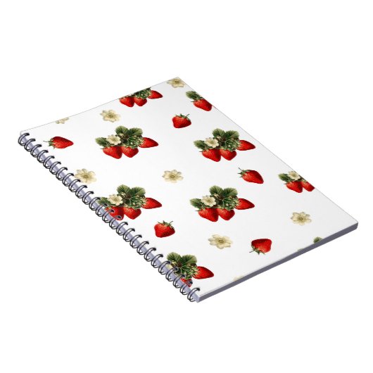 Erdbeerdesign in weißem, modernem Design Notizblock (Rechte Seite)