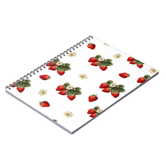 Erdbeerdesign in weißem, modernem Design Notizblock (Linke Seite)