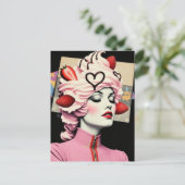 Erdbeerdessert-Frauen-Collage Postkarte (Stehend Vorderseite)