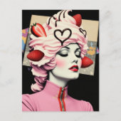 Erdbeerdessert-Frauen-Collage Postkarte (Vorderseite)