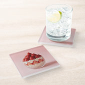 Erdbeerdessert Glasuntersetzer (Schrägansicht)