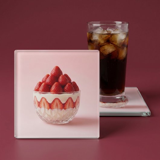 Erdbeerdessert Glasuntersetzer