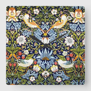 Erdbeerdieb, berühmtes Muster, Quadratische Wanduhr