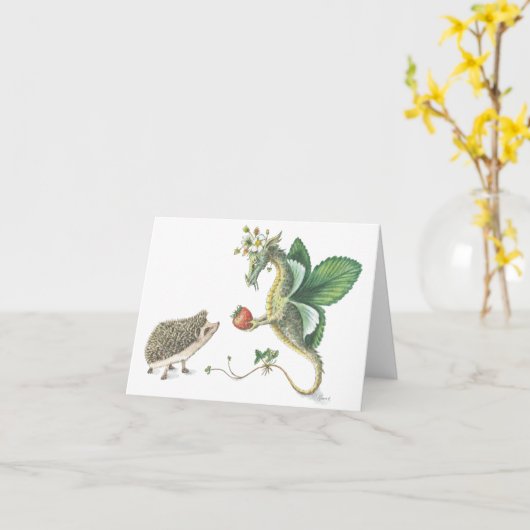 Erdbeerdrache notecard karte (Gelbe Blume)