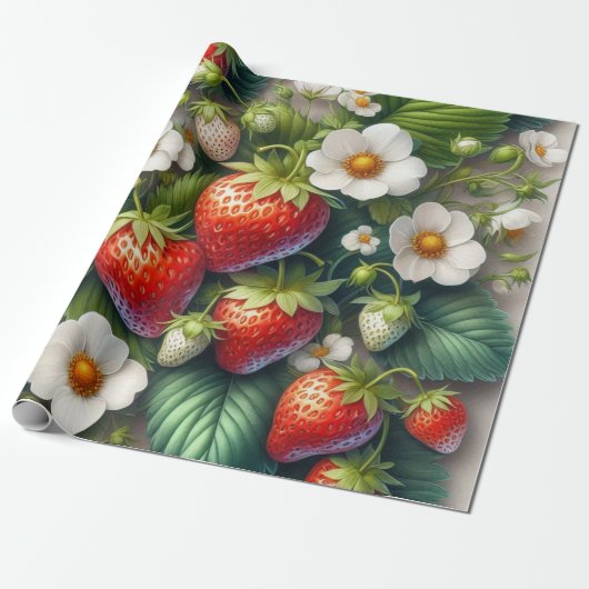 Erdbeerdruckpapier Geschenkpapier (Ungerollt)