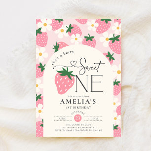 Erdbeere 1. Geburtstag Berry Sweet One Pink Einladung