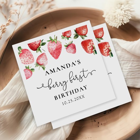 Erdbeere 1. Geburtstag Berry Sweet One  Serviette