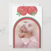 Erdbeere 1. Geburtstag Einladungen mit Foto. (Rückseite)