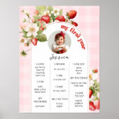 Erdbeere 1. Geburtstag Party Foto Meilenstein Poster (Vorne)