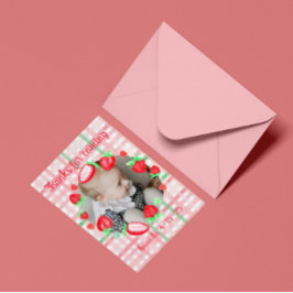 Erdbeere 1. Geburtstagsbeere Party erste Dankeskarte