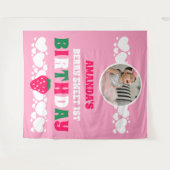 Erdbeere 1. Geburtstagsfoto Stoffbanner Wandteppich (Vorderseite (Horizontal))