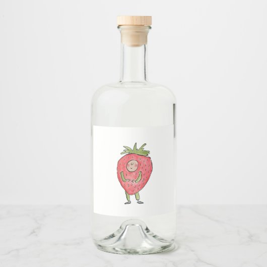 Erdbeere Alkoholflaschenetikett (Vorderseite)