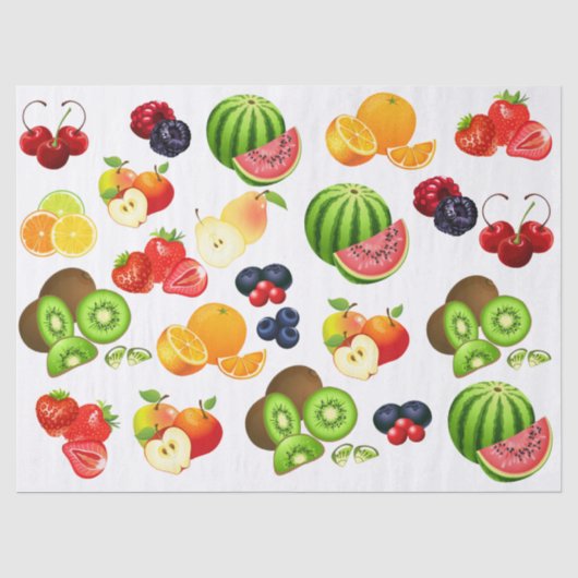 Erdbeere Apple Watermelon Cherry Frucht Decoupage Seidenpapier (Vorderseite)