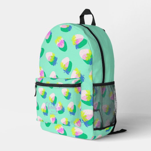 Erdbeere Aquamarin Bedruckter Rucksack (Rückseitige Ecke Rechts)