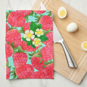 Erdbeere Aquamarin Geschirrtuch (Viertel Falte)