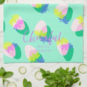 Erdbeere Aquamarin Geschirrtuch