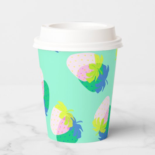Erdbeere Aquamarin Pappbecher (Rückseite)