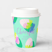 Erdbeere Aquamarin Pappbecher (Vorderseite)