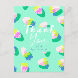 Erdbeere Aquamarin Postkarte