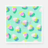 Erdbeere Aquamarin Serviette (Vorderseite)