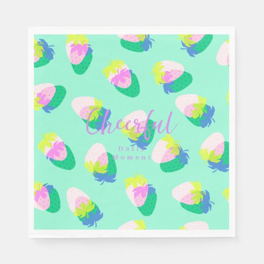 Erdbeere Aquamarin Serviette (Vorderseite)