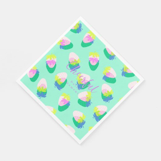 Erdbeere Aquamarin Serviette (Ecke)