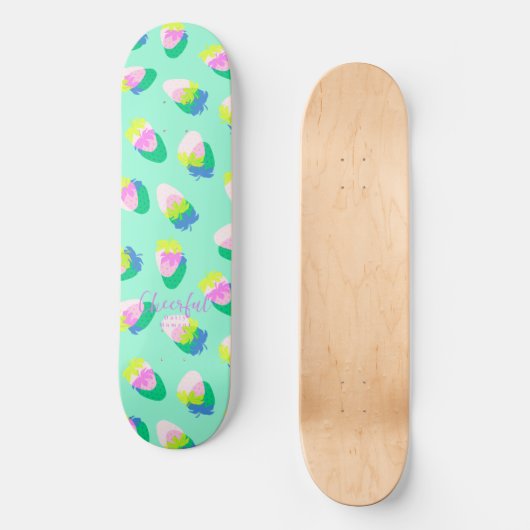 Erdbeere Aquamarin Skateboard (Vorderseite)