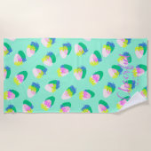 Erdbeere Aquamarin Strandtuch (Vorderseite)