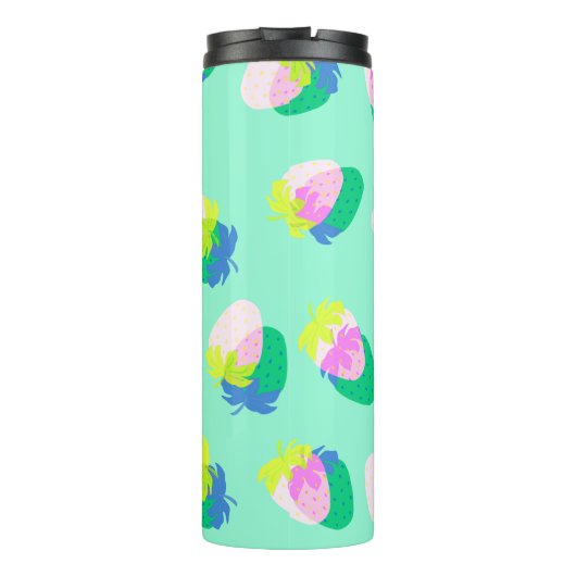 Erdbeere Aquamarin Thermosbecher (Rückseite)