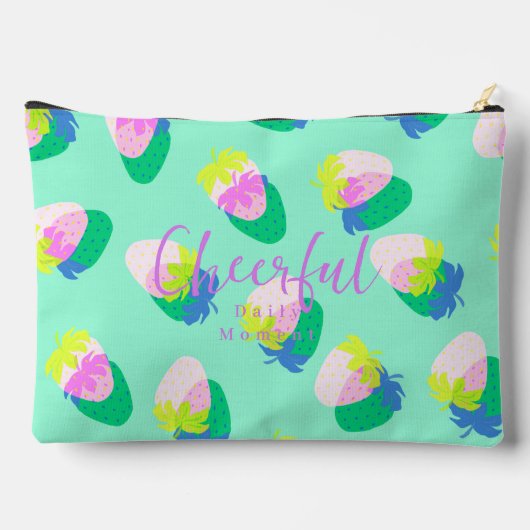 Erdbeere Aquamarin Zubehörtasche (Rückseite)