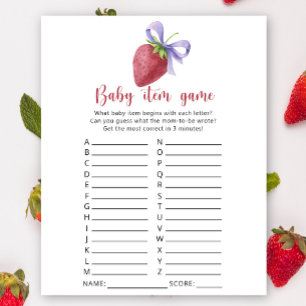 Erdbeere - Baby Item Game. Baby Shower Game