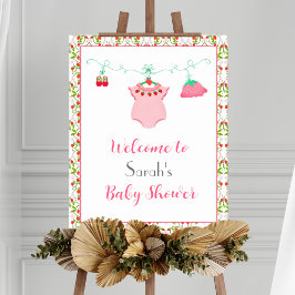 Erdbeere Baby Outfit mit Pattern Baby Willkommen Poster