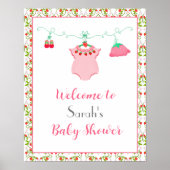 Erdbeere Baby Outfit mit Pattern Baby Willkommen Poster (Vorne)