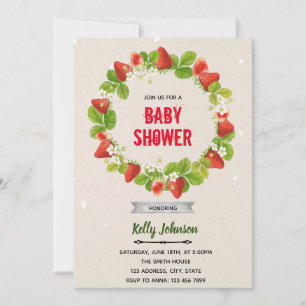 Erdbeere Baby Shower Geburtstagseinladung Einladung