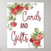 Erdbeere | Baby Shower Karten & Geschenke Schild (Vorne)