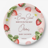 Erdbeere Babydusche Beere süße Vorlage Pappteller (Vorderseite)